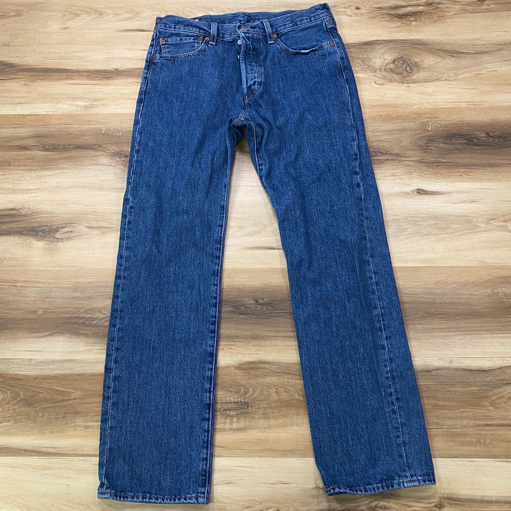 Levi's 501 Premium Jeans 32x32 Straight Leg Blue Denim Button Fly Mens